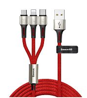Кабель 3 в 1 Baseus CAMLT-GH09 Caring Touch Selection 1-in-3 USB Cable Red (Красный)
