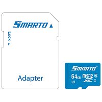  Smarto Micro SDXC 64GB Class 10 Переходник в комплекте