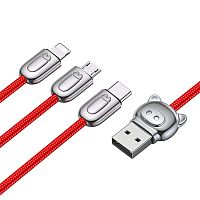 Кабель 3 в 1 Baseus CAMLT-PG09 USB Cable of Three Little Pigs USB For M+L+T 3.5A 1,2м Red (Красный)