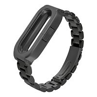 Сменный Стальной Ремешок для Xiaomi Mi Band 3 Metal Strap Черный