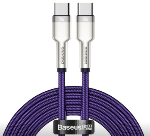 Кабель Type-C Baseus Cafule Series Metal Data Cable Type-C to Type-C 100W 2m (CATJK-D05) Purple (Фиолетовый)