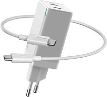 Сетевая зарядка Baseus GaN2 Q.Charger C + C 45W With Mini Cable Type-C to Type-C 60W (CCGAN-M02) White (Белый)