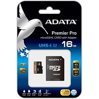 Карта памяти ADATA Micro SDHC 16GB Class 10 Переходник в комплекте (AUSDH16GUICL10-RA1)