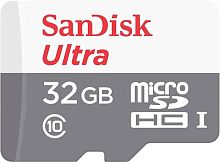 Карта памяти SanDisk Micro SDHC Ultra 32GB Class 10 Переходник в комплекте (SDSQUNB-032G-GN3MA)