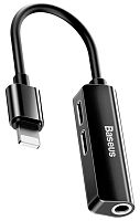 Аудио-адаптер Baseus CALL52-01 3-in-1 iP Male to Dual iP & 3.5mm Female Adapter L52 Black (Черный)