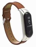 Сменный Кожаный Ремешок для Xiaomi Mi Band 3 Leather Strap Коричневый