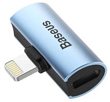 Аудио-адаптер Baseus CAL46-03 L46 iP Male to Dual iP Female Adapters Blue (Голубой)