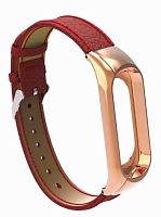 Сменный Кожаный Ремешок для Xiaomi Mi Band 3 Leather Strap Красный