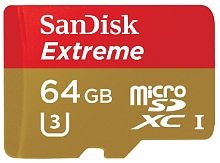 Карта памяти SanDisk Micro SDXC Extreme 64GB Class 10 Переходник в комплекте (SDSQXNE-064G-GN6MA)