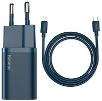 Сетевая зарядка Baseus Super Si Quick Charger with Type-C/Lightning Cable (TZCCSUP-B03) Blue (Синий)