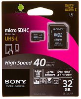 Карта памяти Sony Micro SDHC 32GB Class 10 Переходник в комплекте (SR-32UYA/T1)