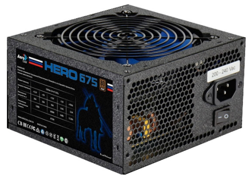 Блок питания AeroCool Hero 675, 650Вт, 120мм Черный, Retail