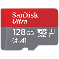 Карта памяти SanDisk Micro SDXC Ultra 128GB Class 10 Переходник в комплекте (SDSQUAR-128G-GN6MA)