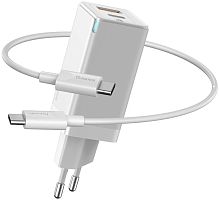 Сетевая зарядка Baseus GaN Mini Quick Charger C+U (CCGAN-Q02) White (Белый)