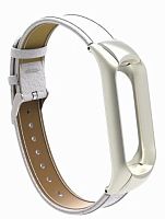 Сменный Кожаный Ремешок для Xiaomi Mi Band 3 Leather Strap Белый